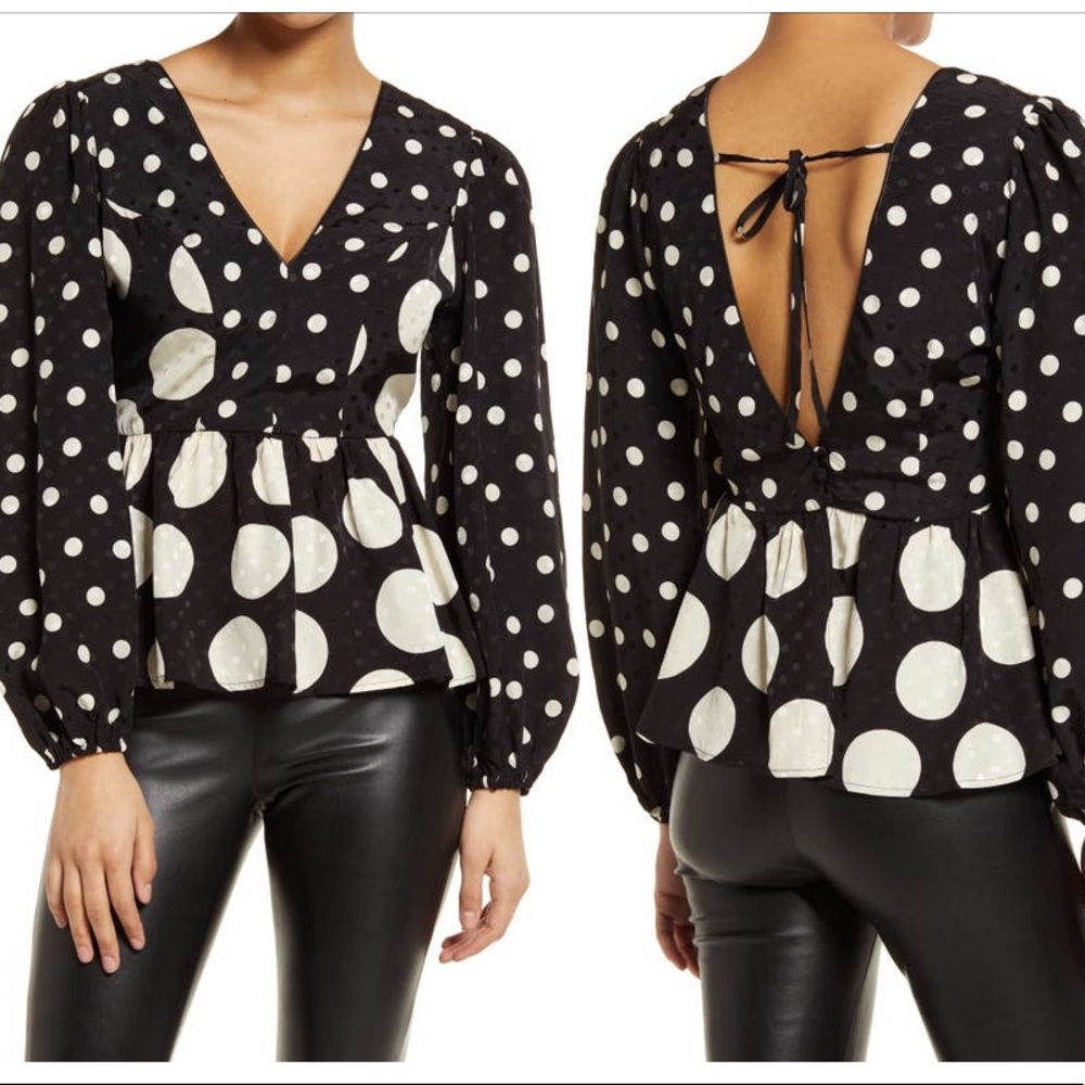 Topshop Jacquard peplum blouse